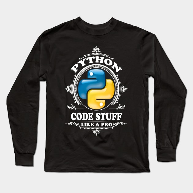 Python - code stuff like a pro Long Sleeve T-Shirt by Cyber Club Tees